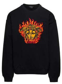 Versace | Versace Medusa Flame-Embroidered Crewneck Sweatshirt
