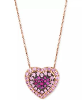 Le Vian | Pink Sapphire Ombré Halo Cluster Heart Adjustable 20" Pendant Necklace (1-1/10 ct. t.w.) in 14k Rose Gold
