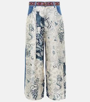 ETRO | Printed silk and denim culottes