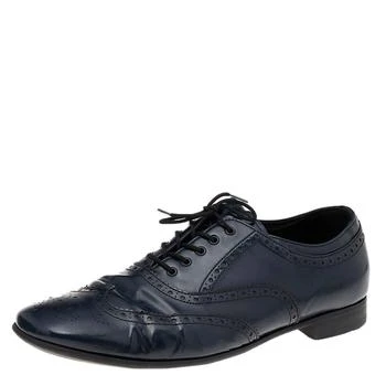 Prada | Prada Navy Blue Brogue Leather Lace Up Oxfords Size 44