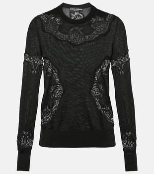 Dolce & Gabbana | Lace-trimmed cashmere-blend sweater