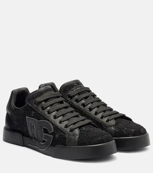 Dolce
Gabbana | Portofino lace-trimmed leather sneakers