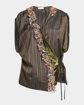 Dries Van Noten | Clematia Embellished Striped Wrap Blouse