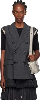 Sacai | Gray Glen Check Vest
