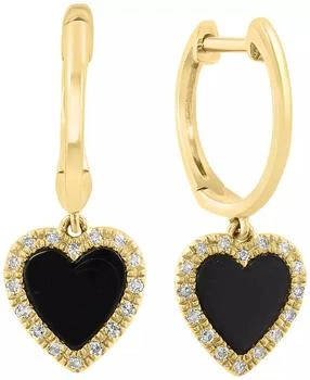 Effy | Onyx & Diamond (1/10 ct. t.w.) Drop Earrings in 14k Yellow Gold