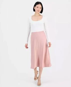 Women's Satin Pull-On Midi Skirt