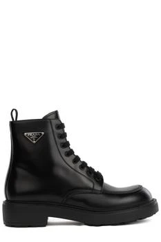 Prada | Prada Logo Plaque Laced Boots