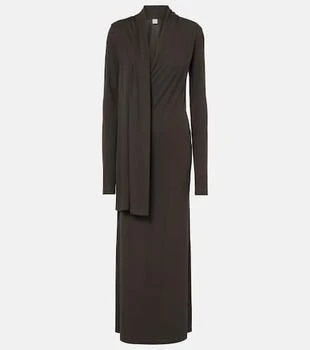 Scarf-detail jersey maxi dress