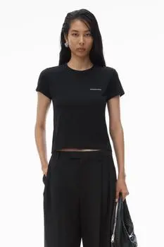 Alexander Wang Logo-Print Shrunken Jersey Tee