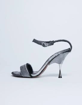Topshop Topshop Fran metal high heel sandal in silver hair on real leather