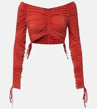 Balmain | Ruched jersey crop top