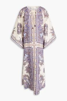 Paisley-print linen kaftan