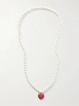 Valentino | Gold-tone, Faux Pearl And Enamel Necklace