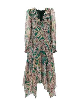 ETRO | Etro Paisley Motif Plunging V-Neck Dress