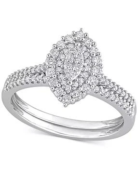 Macy's | Diamond Halo Cluster Bridal Set (1/2 ct. t.w.) in 14k White Gold