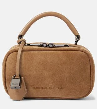 Brunello Cucinelli | Foulard Mini leather-trimmed suede tote bag