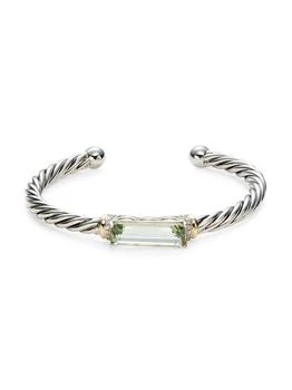 18K Two Tone, Green Amethyst & Diamond Bracelet