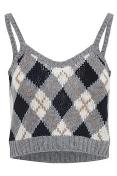 Prada | Prada Check-Pattern Knitted Tank Top