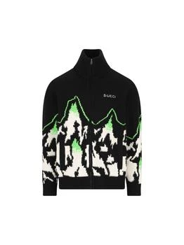 Gucci | Gucci Logo Intarsia Jacquard Zip Jacket