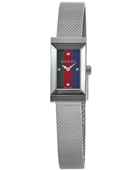 Gucci | Gucci G-Frame Green, Red and Blue Dial Stainless Steel Women
s Watch YA147510