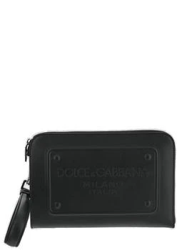 Dolce & Gabbana | Dolce & Gabbana Logo Embossed Zipped Clutch Bag