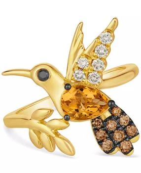 Le Vian | Cinnamon Citrine (1/2 ct. t.w.), Nude Diamonds (1/6 ct. t.w.), Chocolate Diamonds (1/6 ct. t.w.) & Blackberry Diamonds (1/6 ct. t.w.) Hummingbird Ring in 14k Yellow Gold