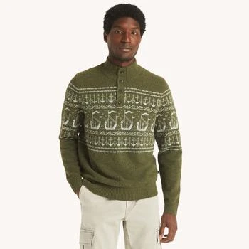 Nautica Mens Fair Isle Mock-Neck Sweater