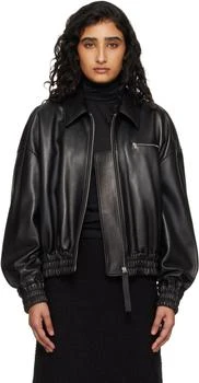 Jil Sander | Black Blouson Leather Jacket