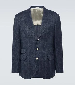 Brunello Cucinelli | Striped linen, silk and wool blazer