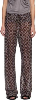 Dries Van Noten | Brown 
Purple Embellished Jersey Trousers