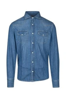 Brunello Cucinelli | Brunello Cucinelli Button-Up Straight Hem Denim Shirt