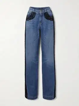 Dolce & Gabbana | Lace-trimmed Mid-rise Straight-leg Jeans - IT44