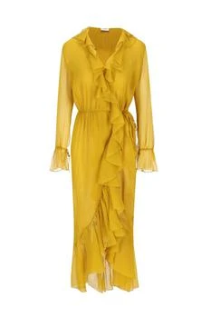 Yves Saint Laurent | Saint Laurent Ruffled V-Neck Dress