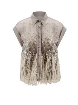 Brunello Cucinelli | Brunello Cucinelli Sequin Fringe Sleeveless Top