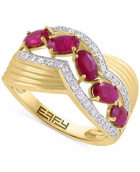 Effy | EFFY® Ruby (2-3/8 ct. t.w.) & Diamond (1/6 ct. t.w.) Statement Ring in 14k Yellow Gold
