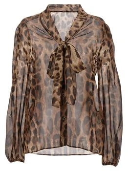 Dolce & Gabbana | Dolce & Gabbana Leopard Print V-Neck Blouse
