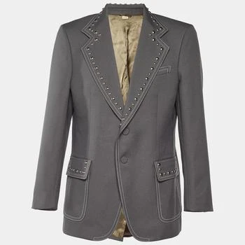 Gucci | Gucci Grey Gabardine Studded Single Breasted Blazer XL