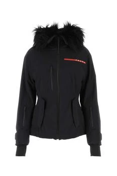 Prada | Prada Logo-Patch Zipped Hooded Jacket