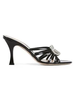 Alicia 85MM Logo-Crystal Patent Leather Sandals