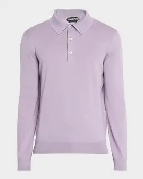 Tom Ford | Men's Cashmere and Silk Long-Sleeve Polo Sweater