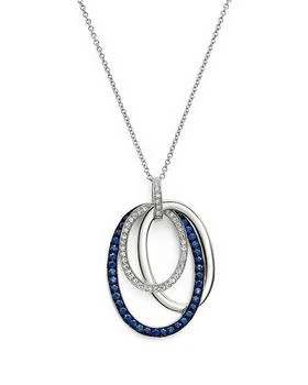 Bloomingdale's | Blue Sapphire and Diamond Oval Pendant Necklace in 14K White Gold, 18"