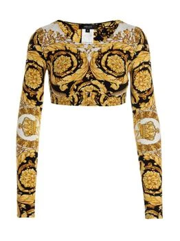 Versace | Versace Baroque Pattern Crewneck Cropped Top