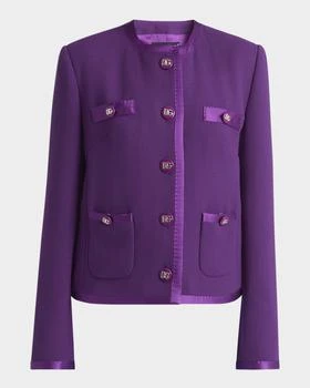 Dolce & Gabbana | Satin-Trim Wool Crepe Collarless Jacket