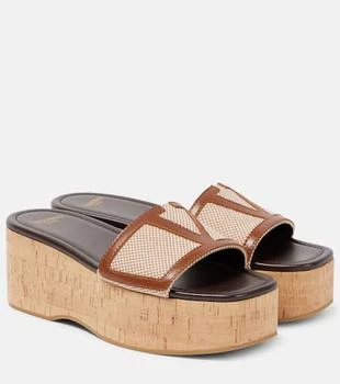 Valentino | Viva Superstar leather-trimmed canvas slides