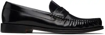 Tom Ford | Black Burnished Leather Penny Loafers