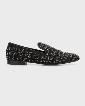 Versace | Men
s Suede Bead-Embellished Smoking Slippers