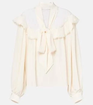 Stella McCartney | Bow-detail lace-trimmed silk blouse