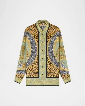 Versace | Men
s Wild Cats Silk Button-Down Shirt