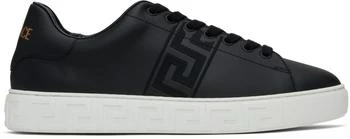 Black Embroidered Greca Sneakers