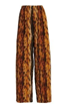 Balenciaga | Balenciaga AI-Printed Silk Crepe Wide-Leg Pants - Moda Operandi